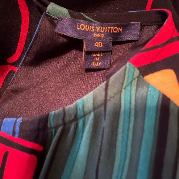 SOLD -Louis Vuitton 2019 Silk Knee length Dress Black Green Blue Red FR40 8 NWOT - Picture 7 of 13
